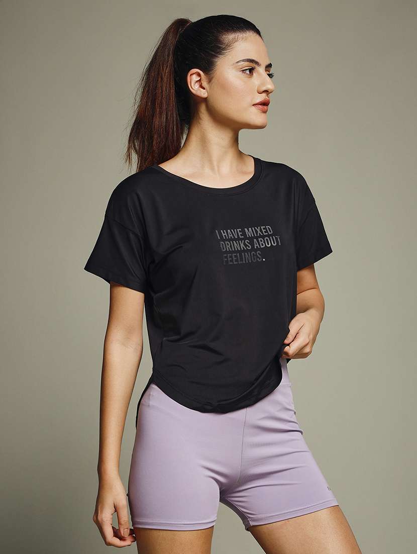 women typography prnted dri-fit sports t-shirt - 21960020 -  Standard Image - 2