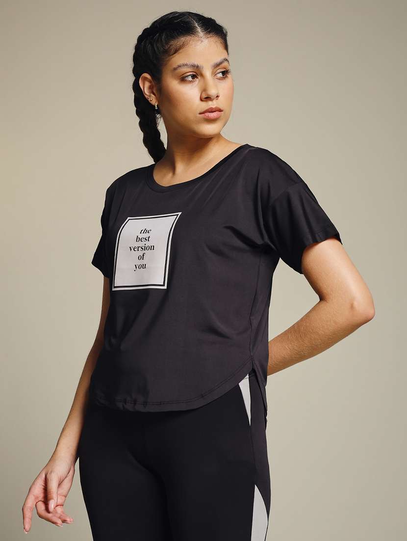 women typography prnted dri-fit sports t-shirt - 21960021 -  Standard Image - 2