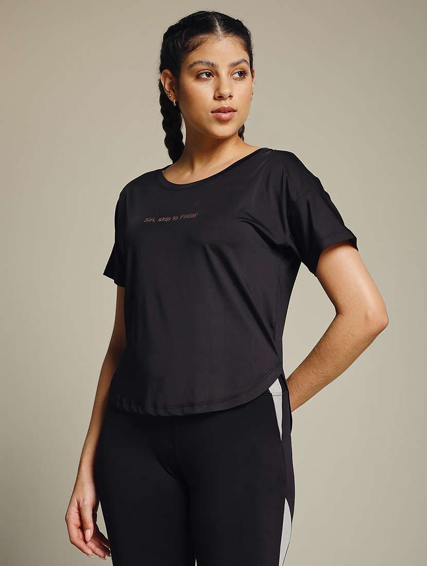 women typography prnted dri-fit sports t-shirt - 21960030 -  Standard Image - 2