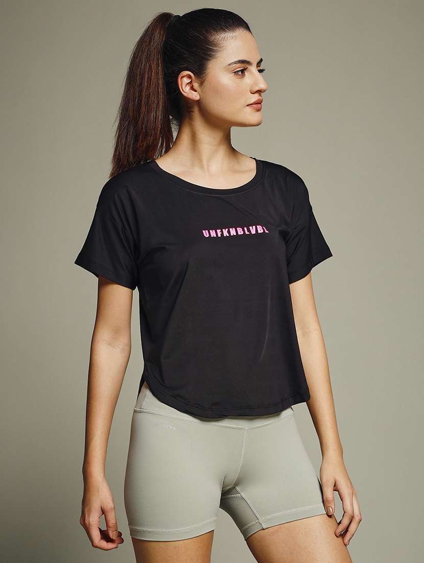 women typography prnted dri-fit sports t-shirt - 21960043 -  Standard Image - 2