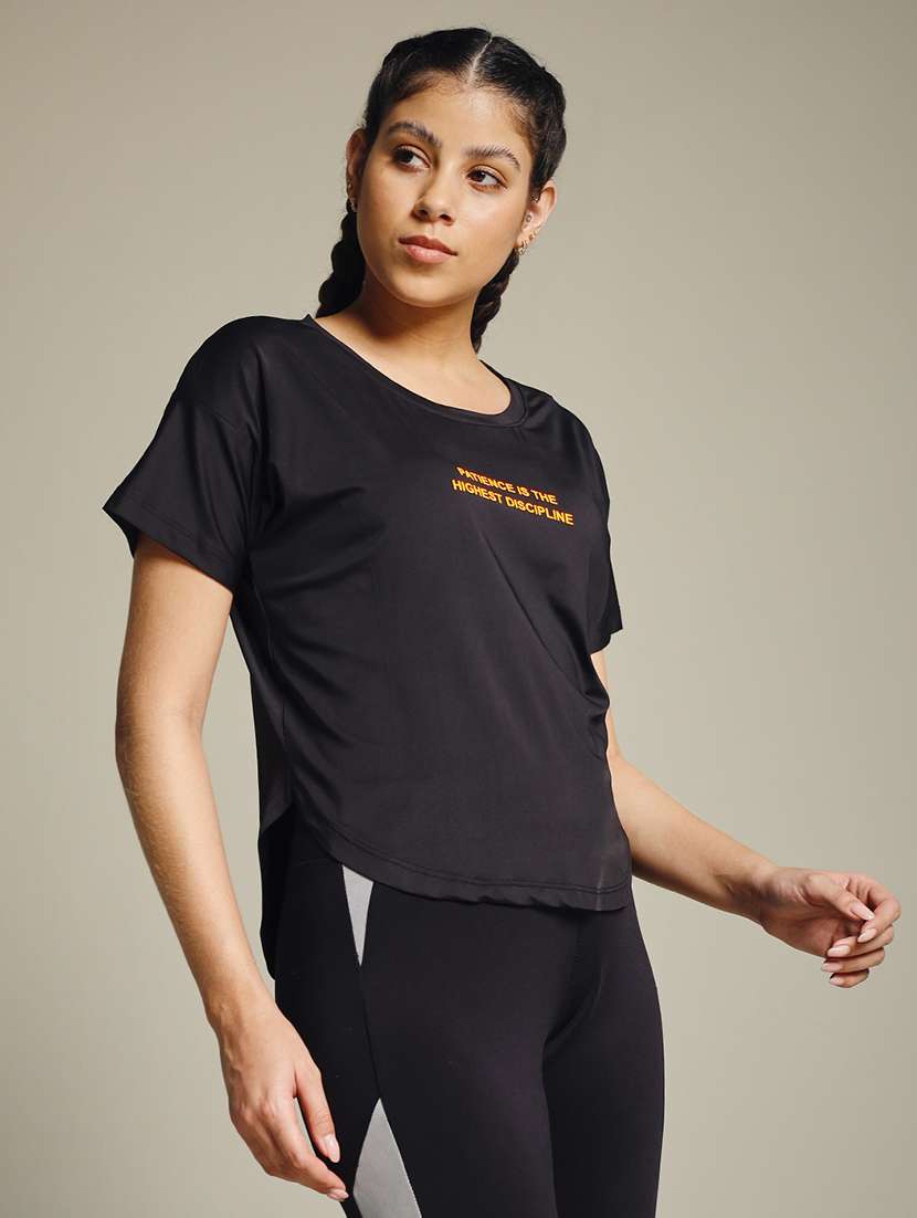 women typography prnted dri-fit sports t-shirt - 21960046 -  Standard Image - 2