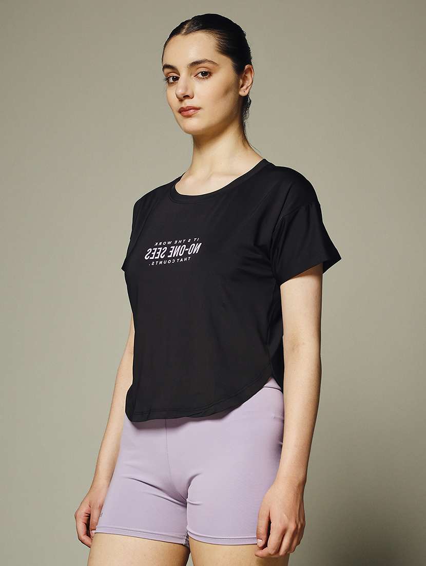 women typography prnted dri-fit sports t-shirt - 21960051 -  Standard Image - 2