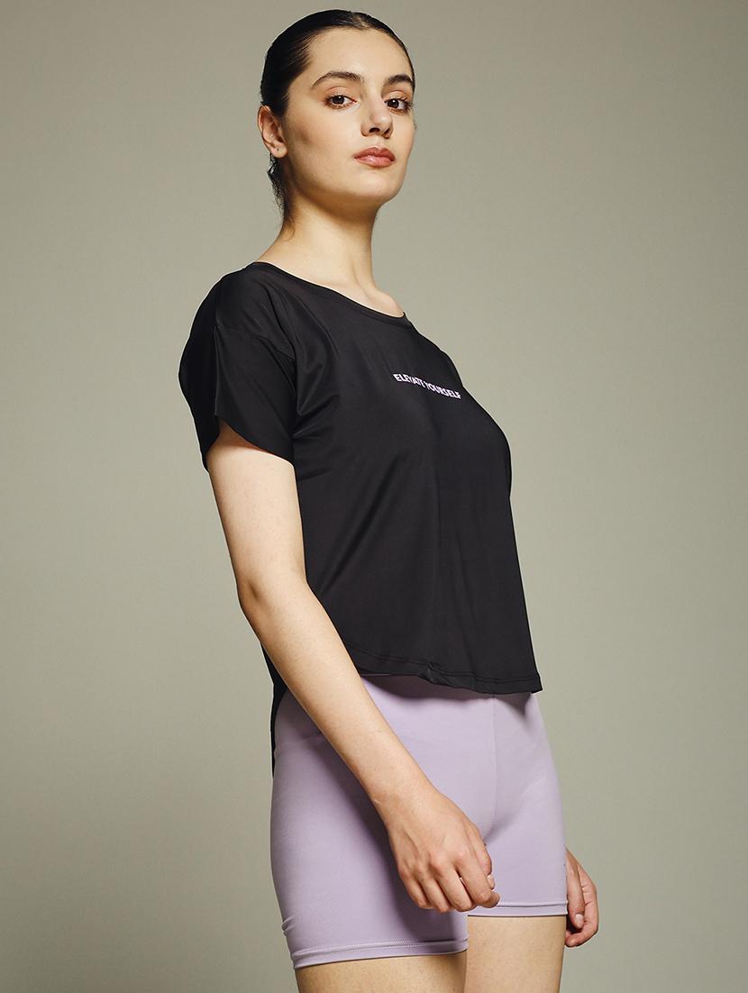 regular fit black polyester print t-shirt - 21960055 - Standard Image - 2