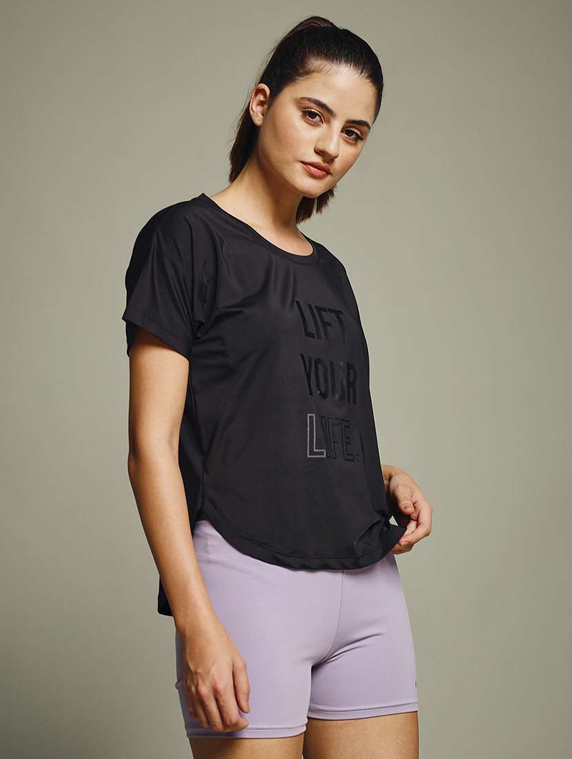 women typography prnted dri-fit sports t-shirt - 21960060 -  Standard Image - 2