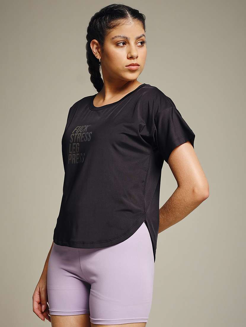 women typography prnted dri-fit sports t-shirt - 21960063 -  Standard Image - 2