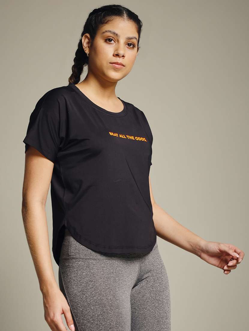 women typography prnted dri-fit sports t-shirt - 21960066 -  Standard Image - 2