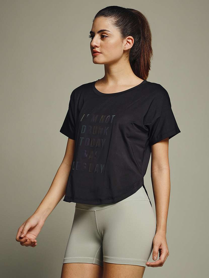 women typography prnted dri-fit sports t-shirt - 21960070 -  Standard Image - 2