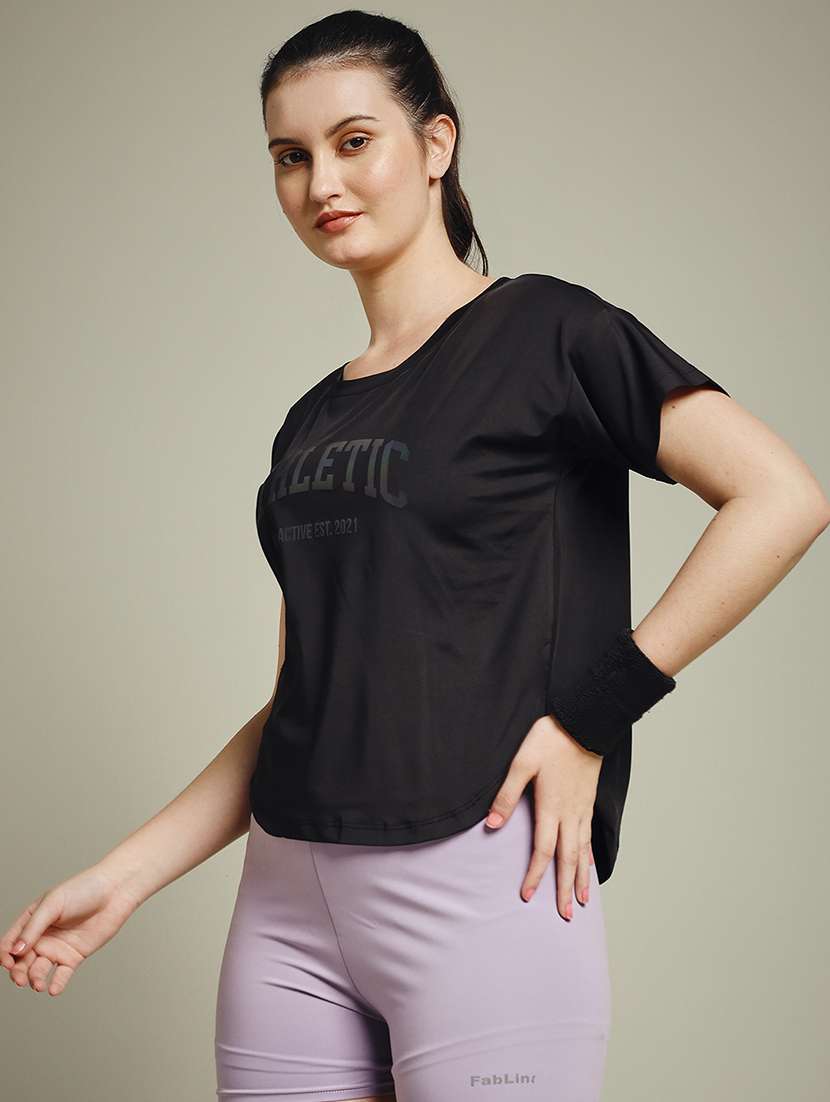 women typography prnted dri-fit sports t-shirt - 21960072 -  Standard Image - 2