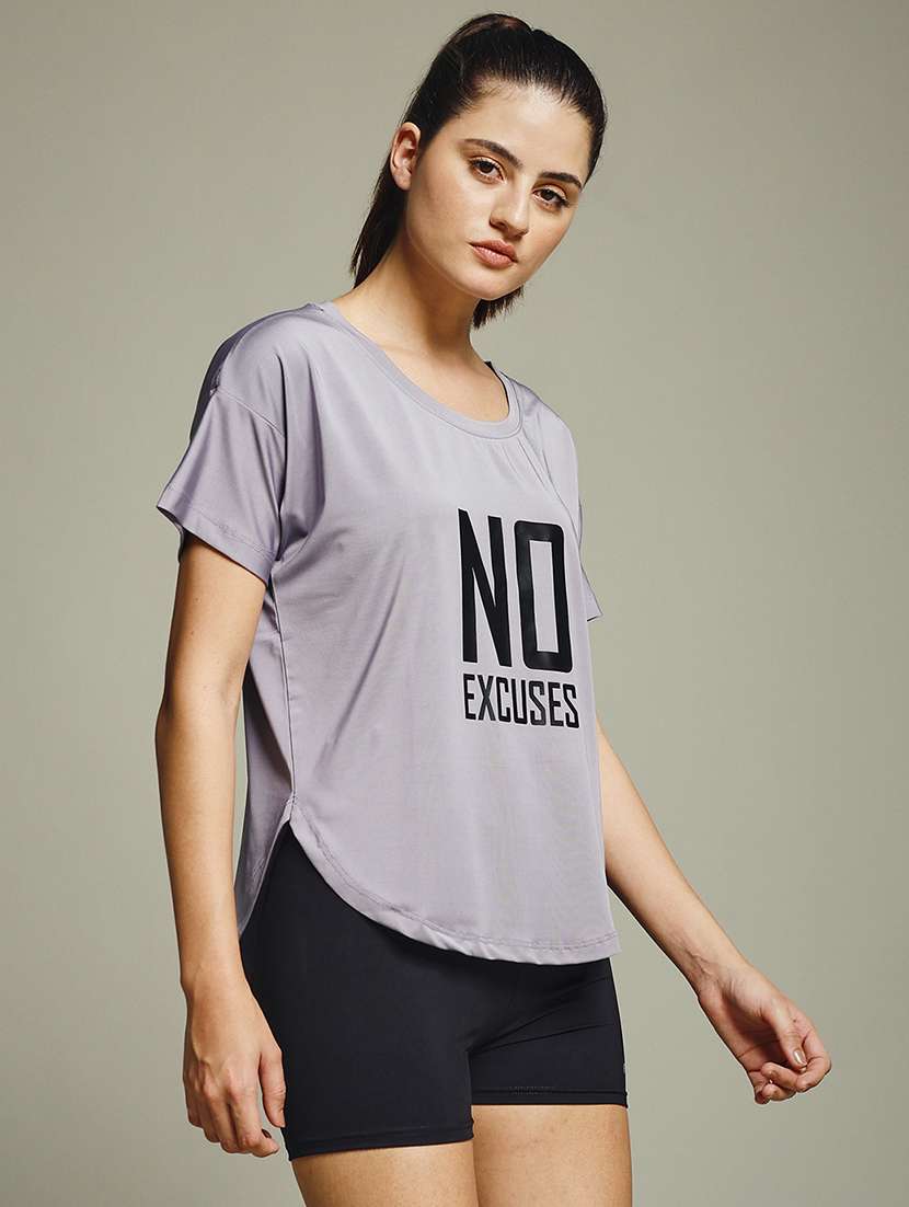 women typography prnted dri-fit sports t-shirt - 21960077 -  Standard Image - 2