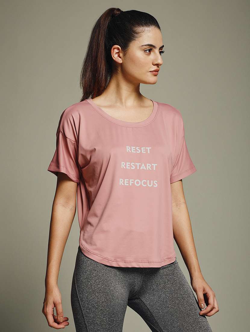 women typography prnted dri-fit sports t-shirt - 21960159 -  Standard Image - 2