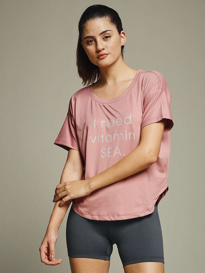 women typography prnted dri-fit sports t-shirt