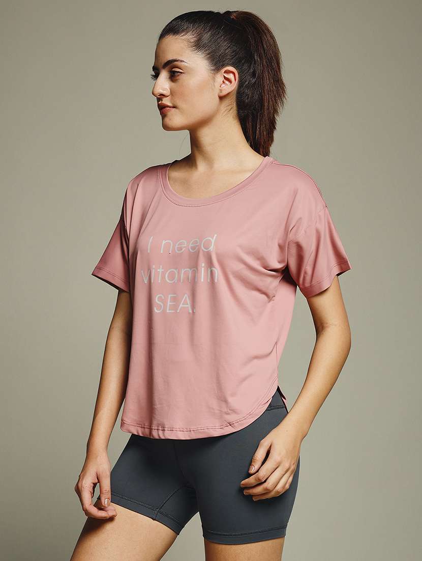 women typography prnted dri-fit sports t-shirt - 21960160 -  Standard Image - 2