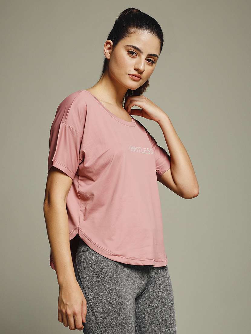 women typography prnted dri-fit sports t-shirt