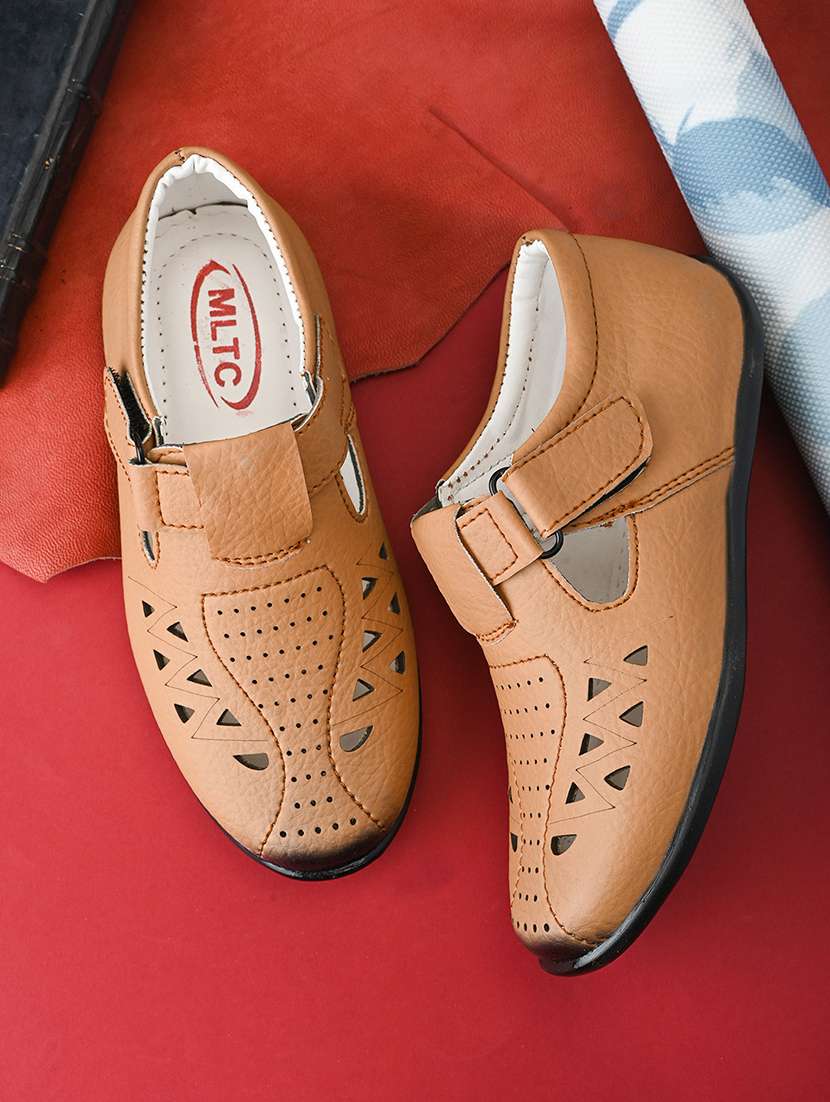 boys tan casual sandal with velcro closure