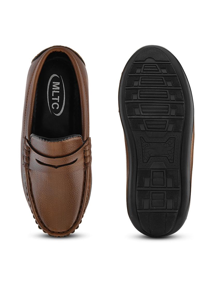 boys brown solid leatherette loafer - 21960184 - Standard Image - 2