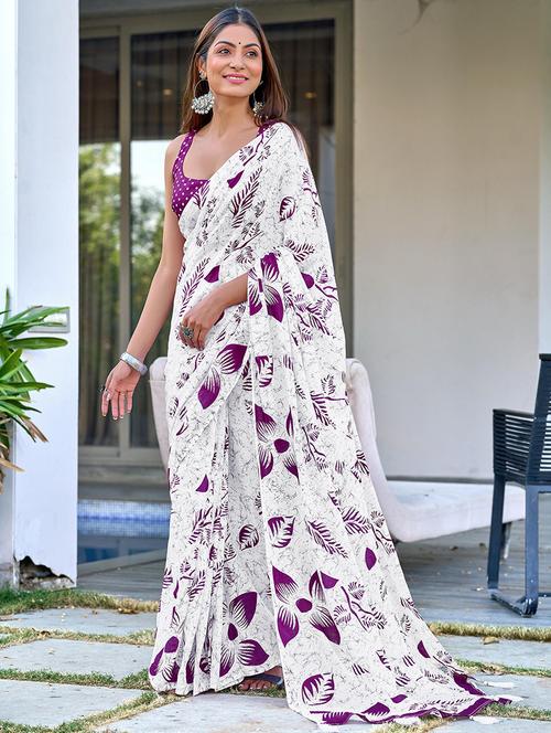 women printed ready to wear saree with blouse - 21960187 -  Standard Image - 0