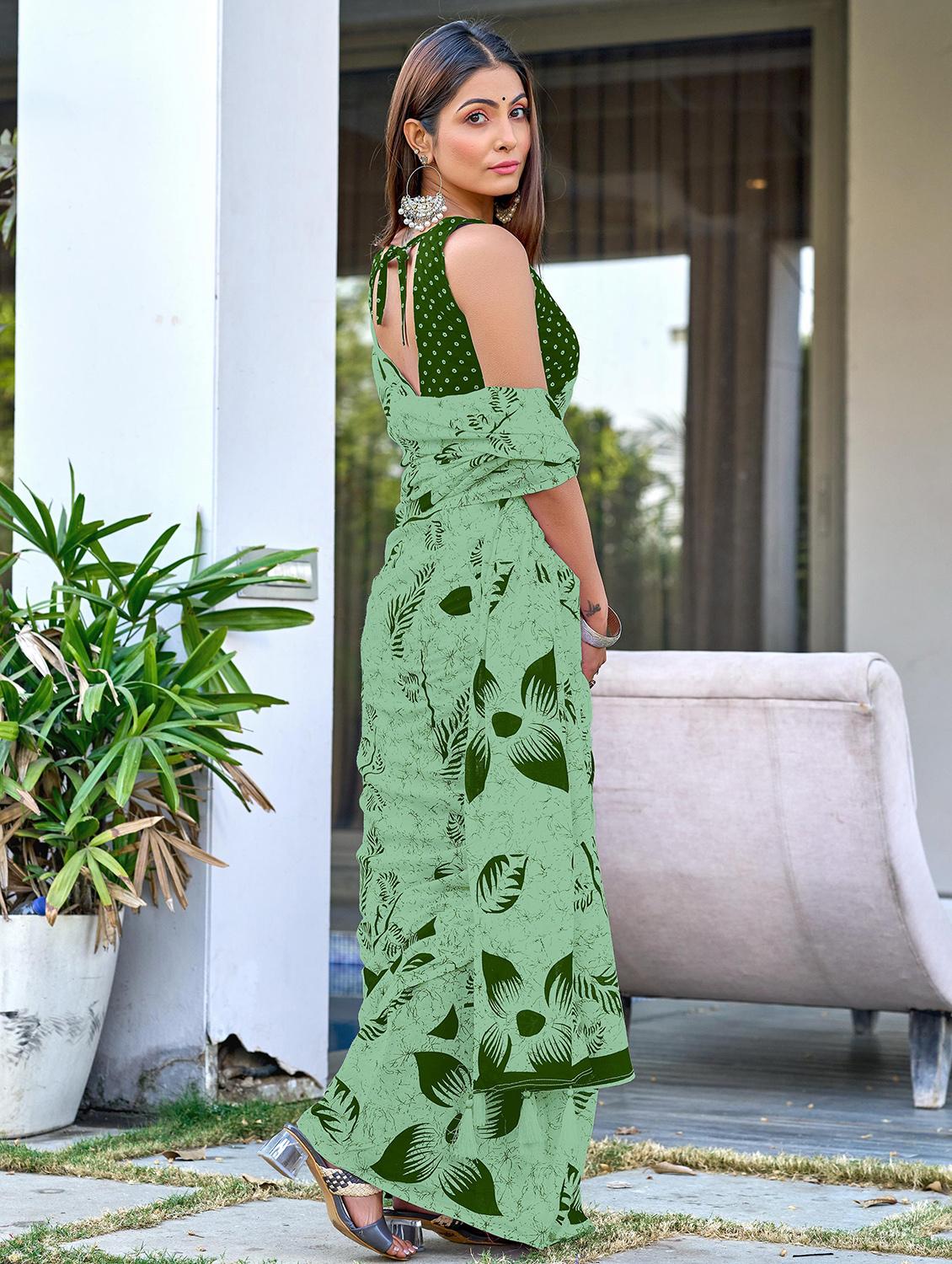 women printed ready to wear saree with blouse - 21960189 - Standard Image - 2