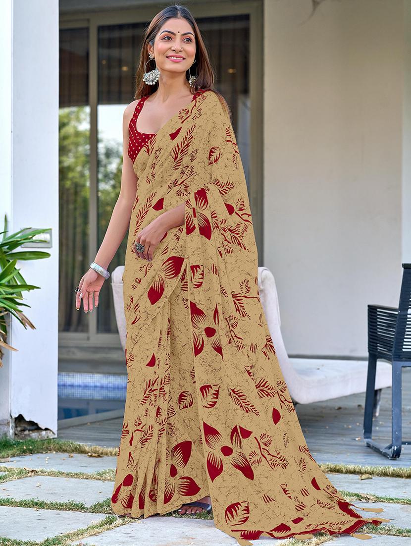 women printed ready to wear saree with blouse - 21960190 - Zoom Image - 0