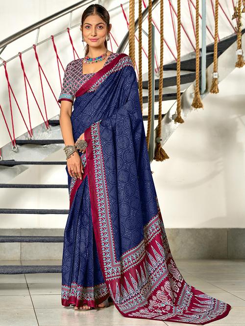 women bandhani printed ready to wear saree with blouse - 21960204 - Standard Image - 0