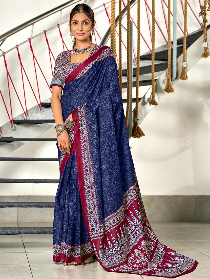 women bandhani printed ready to wear saree with blouse - 21960204 - Zoom Image - 0