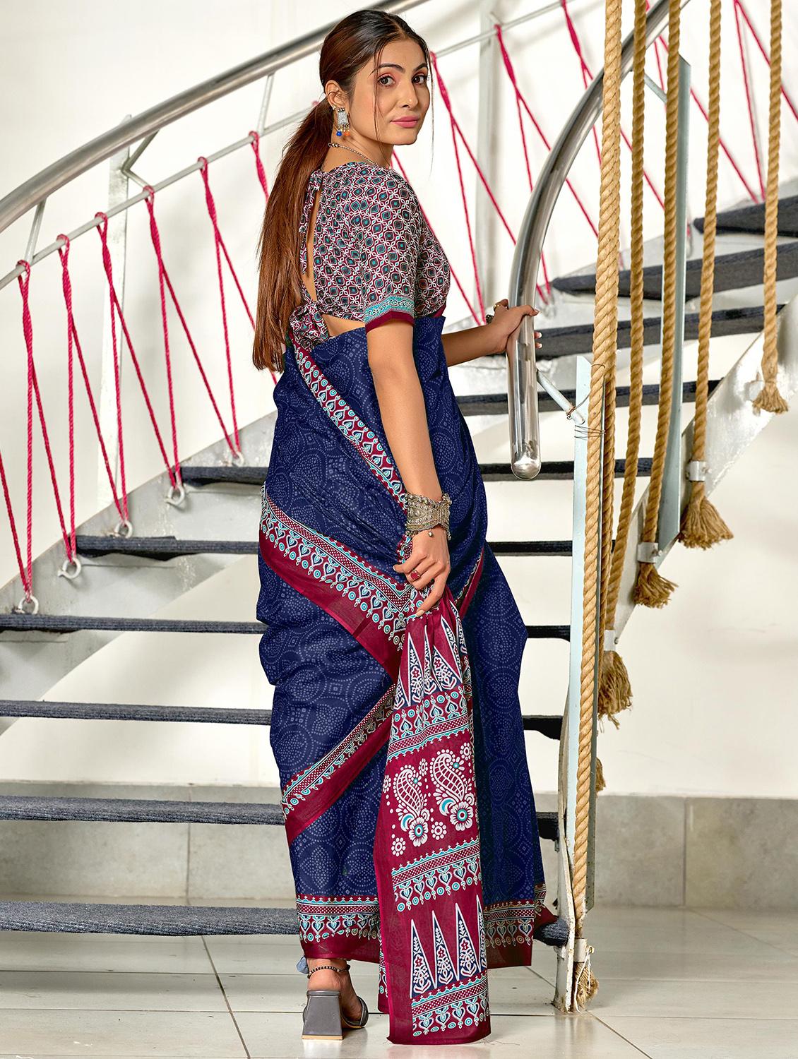 women bandhani printed ready to wear saree with blouse - 21960204 - Standard Image - 2