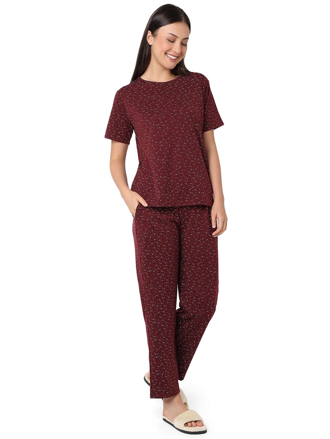 women printed nightwear pyjama set - 21960207 -  Standard Image - 2