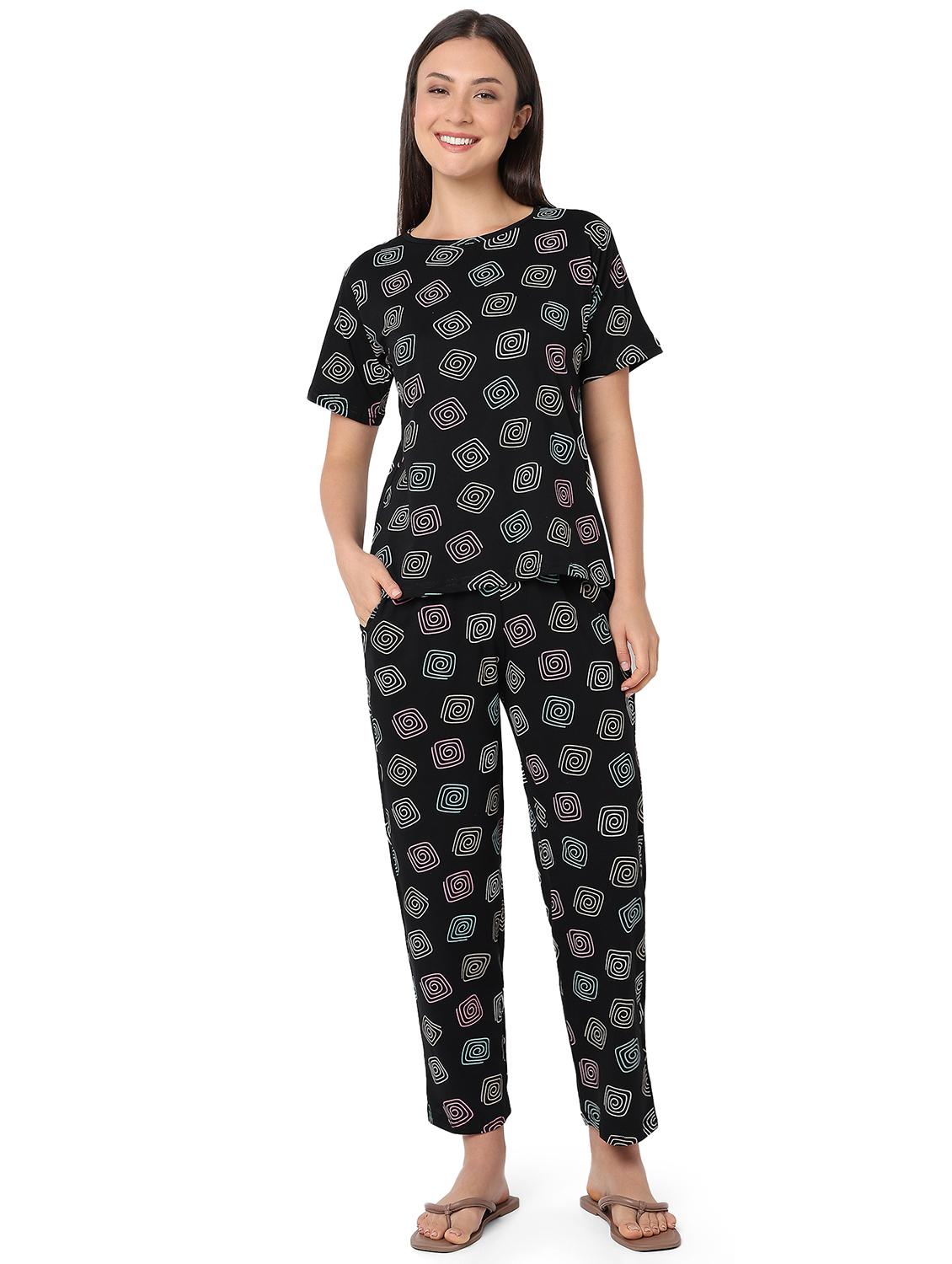 women printed nightwear pyjama set - 21960213 - Standard Image - 2
