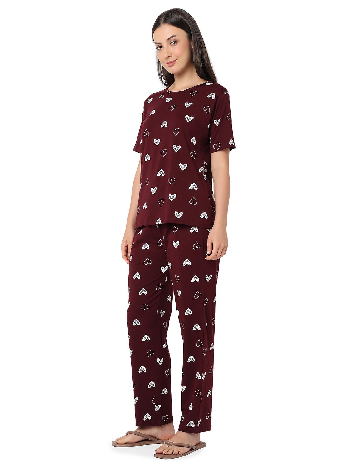 women printed nightwear pyjama set - 21960214 - Standard Image - 2
