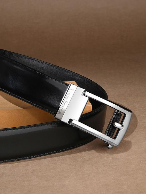 men black manual buckle leather belt - 21960229 - Standard Image - 0