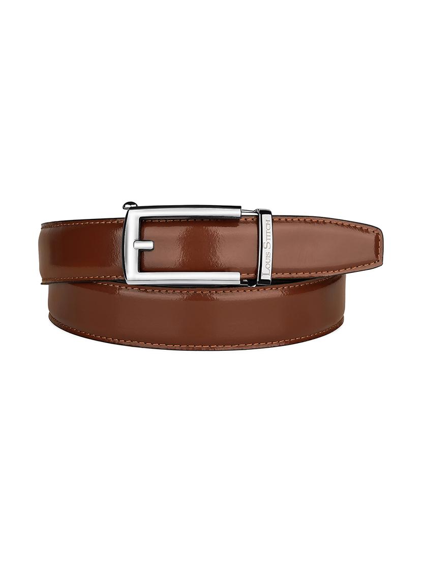 men tan manual buckle leather belt - 21960231 - Standard Image - 2