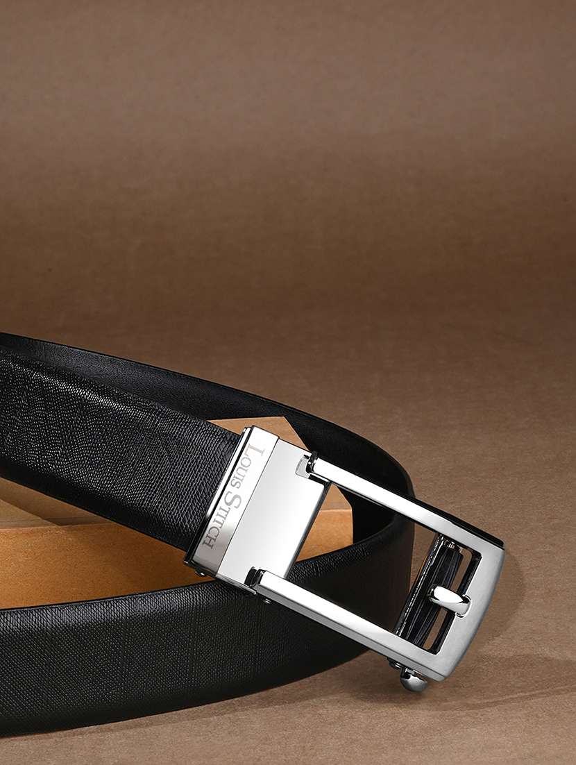 men black manual buckle leather belt
