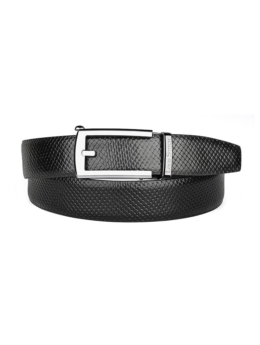 men black manual buckle leather belt - 21960236 - Standard Image - 2