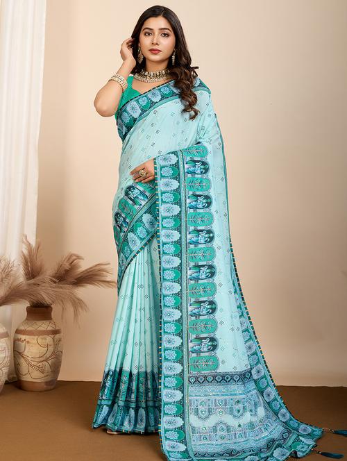 women printed casual wear saree with blouse - 21960238 - Standard Image - 0
