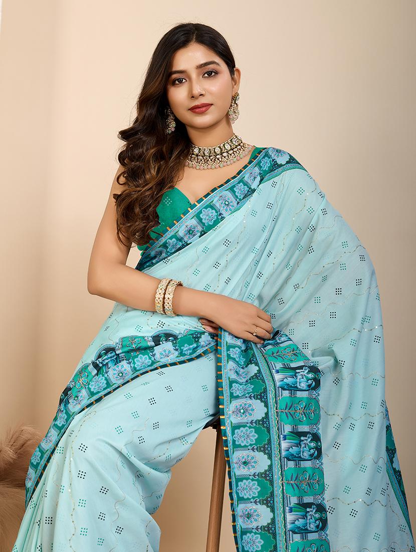 women printed casual wear saree with blouse - 21960238 - Standard Image - 2