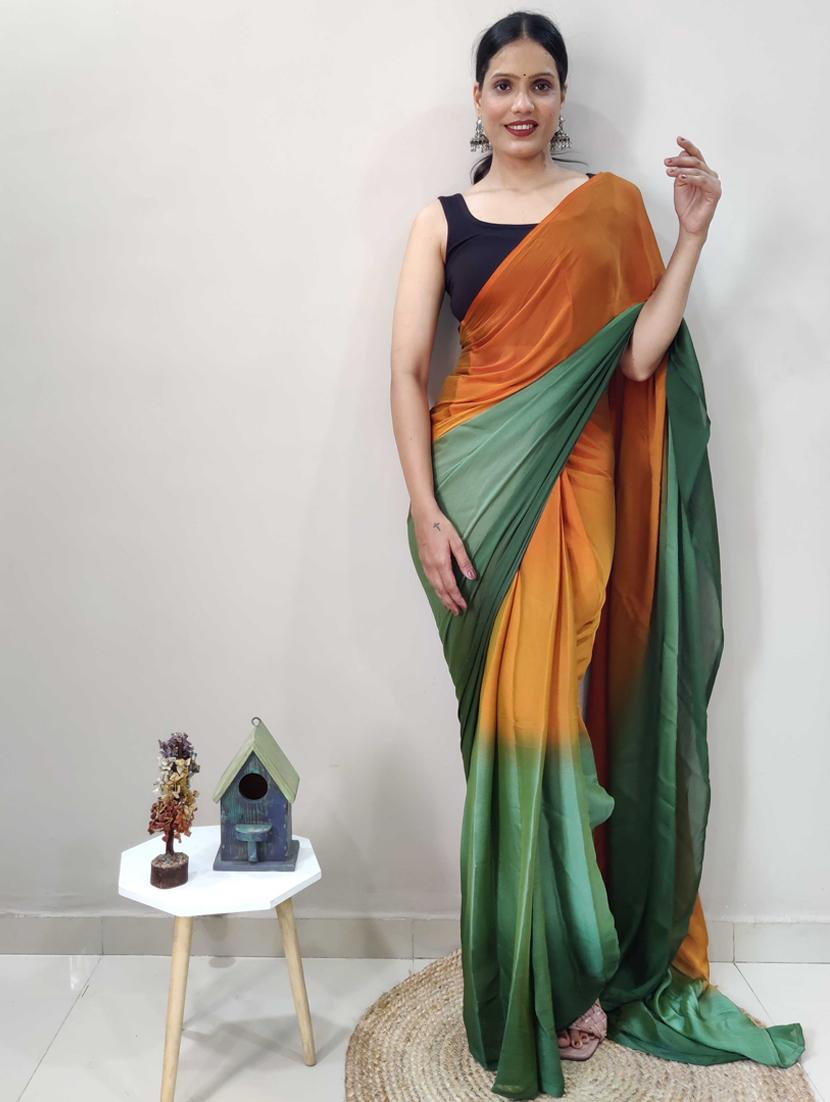 women ombre ready to wear saree with blouse - 21960325 - Standard Image - 2