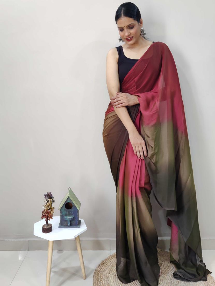 women ombre ready to wear saree with blouse - 21960328 - Standard Image - 2