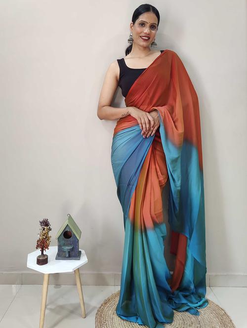women ombre ready to wear saree with blouse - 21960334 - Standard Image - 0