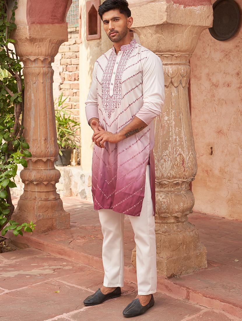 jompers cotton blend geometric maroon kurta pyjama - 21960396 - Standard Image - 2