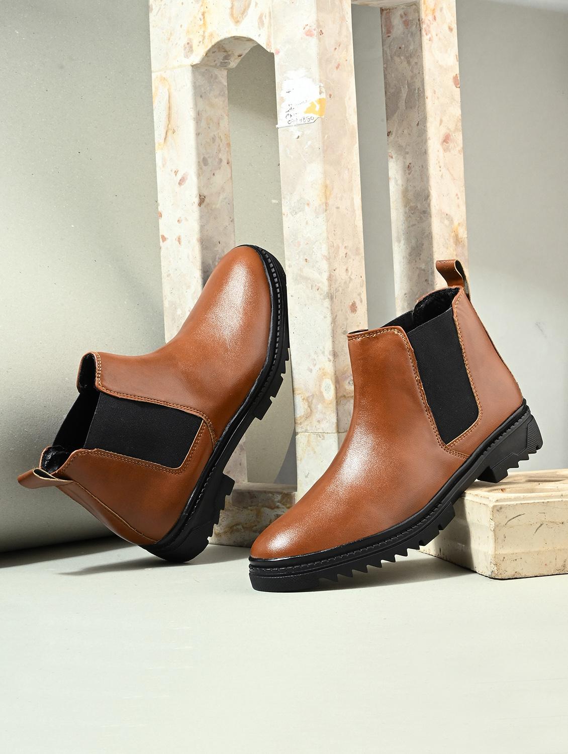 men tan solid high ankle boot - 21960411 - Zoom Image - 0