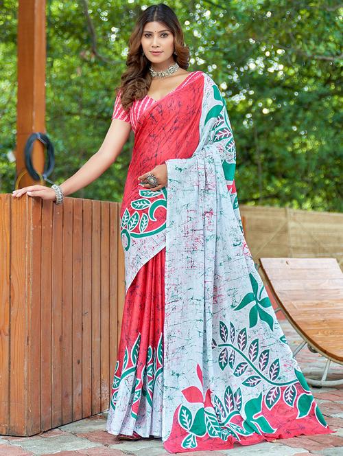 women printed casual wear saree with blouse - 21960446 -  Standard Image - 0