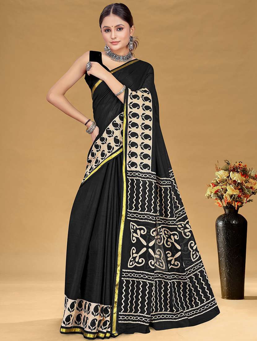 women printed casual wear saree with blouse