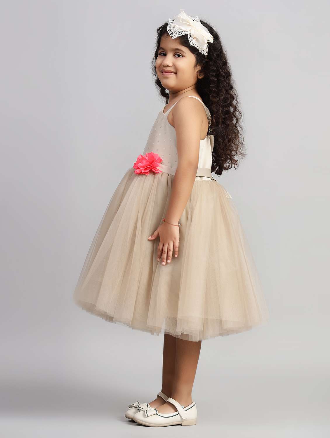 girls solid single shoulder fit & flare dress  - 21960524 -  Standard Image - 2