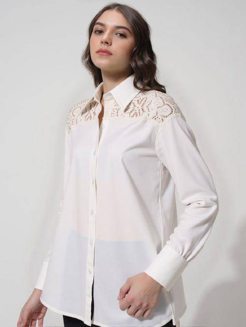 women white solid collared oversized shirt - 21960545 -  Standard Image - 0