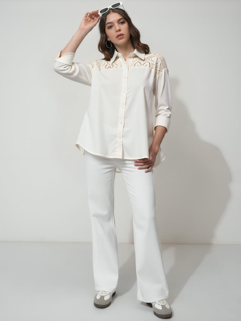 women white solid collared oversized shirt - 21960545 - Standard Image - 2