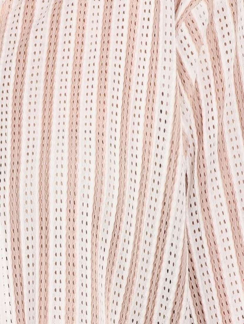 women striped collared short sleeve crop shirt - 21960548 -  Standard Image - 2