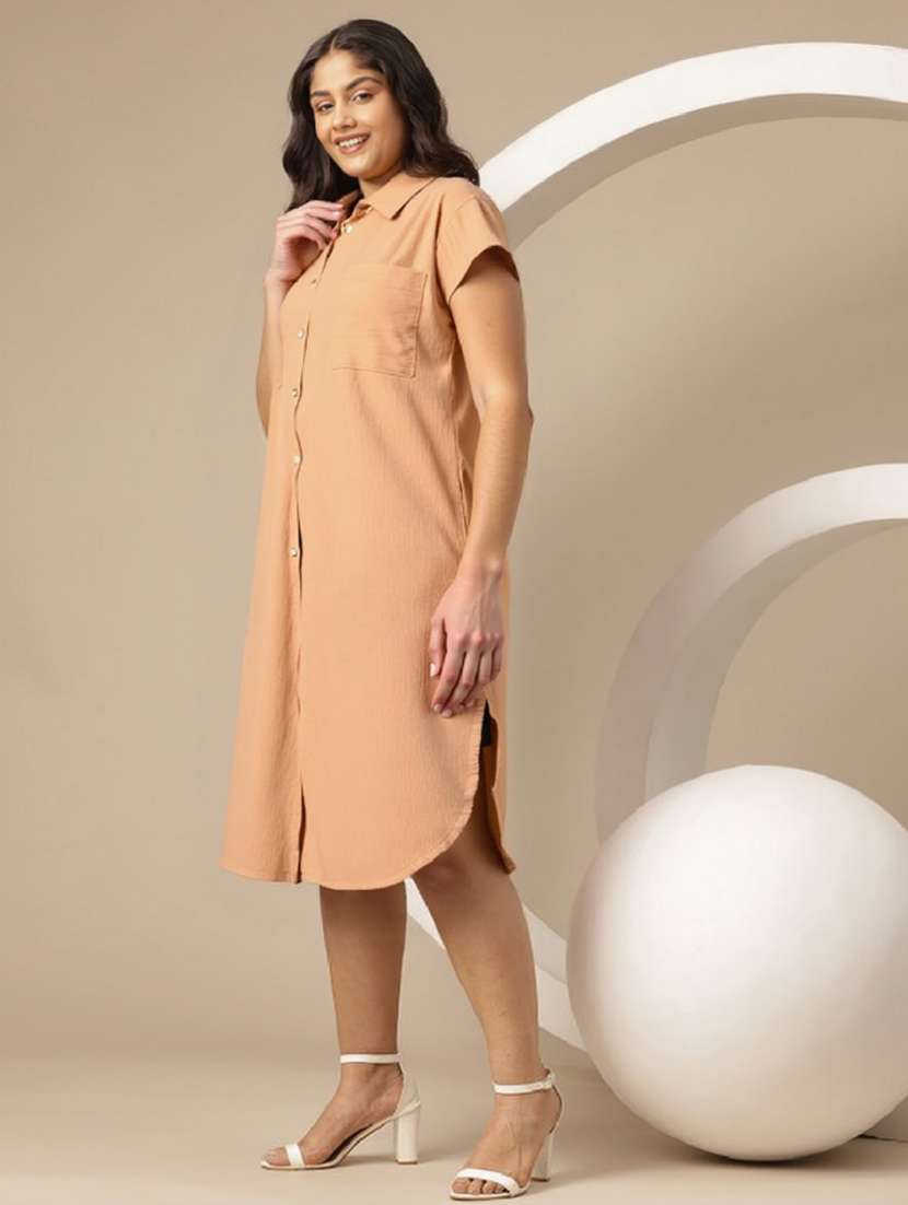 women plus size solid collared shirt dress - 21960558 -  Standard Image - 2