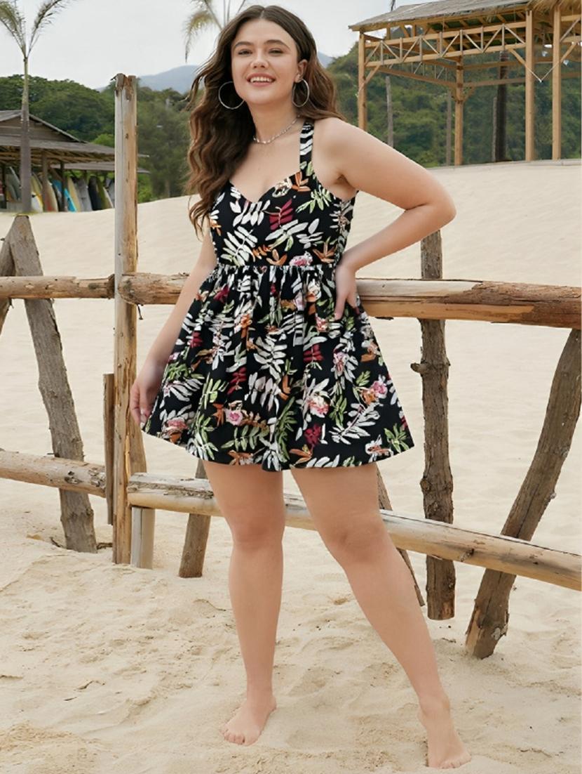 women printed halter neck fit & flare dress - 21960563 - Standard Image - 2