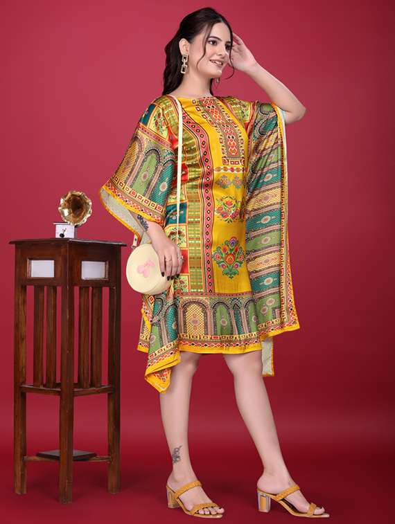 women printed kimono sleeve kaftan dress - 21960621 - Zoom Image - 0
