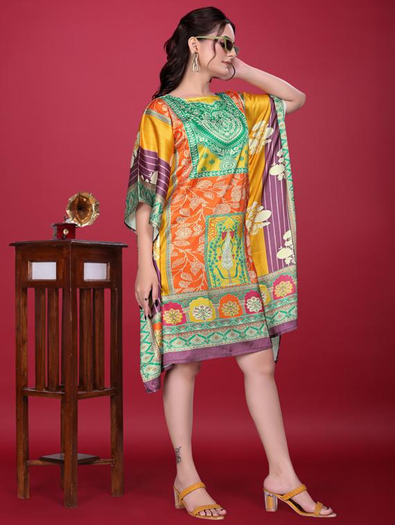 women printed kimono sleeve kaftan dress - 21960622 - Zoom Image - 0