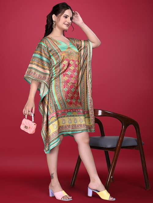 women printed kimono sleeve kaftan dress - 21960626 - Standard Image - 0